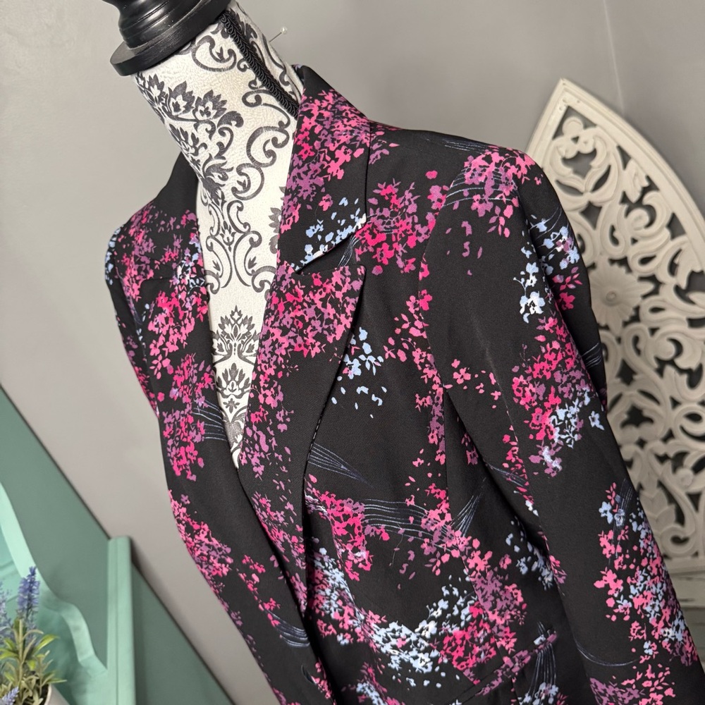 Lane Bryant The Bryant Boho Floral Crepe Blazer Suit Jacket Size 14P NWT - Picture 7 of 14